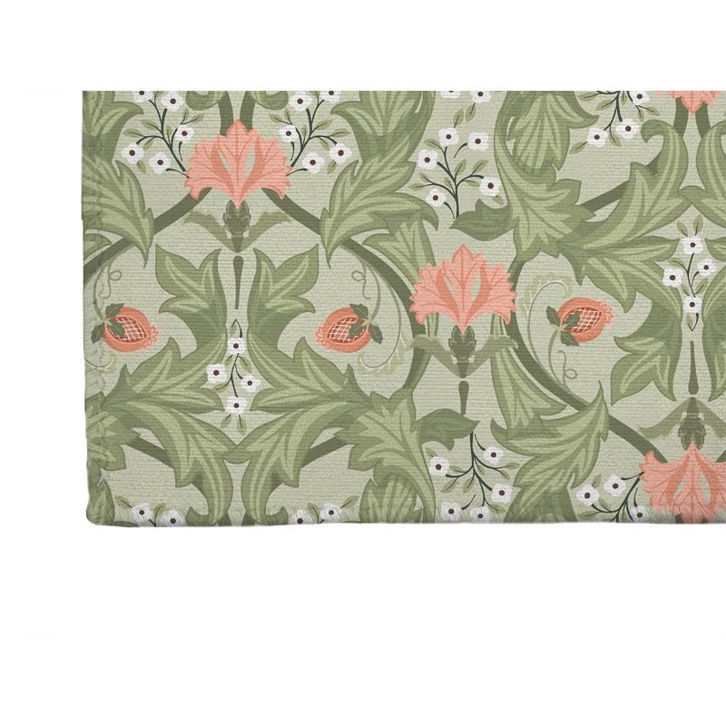Ogee Leaf Decorative Lightweight Office Mat, 36" W x 60" D, Sage