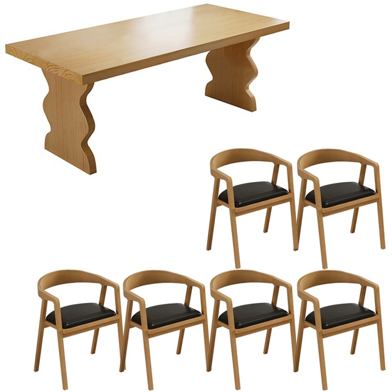 Modern simple solid wood dining table set., 29.5"H x 62.9"L x 27.5"W