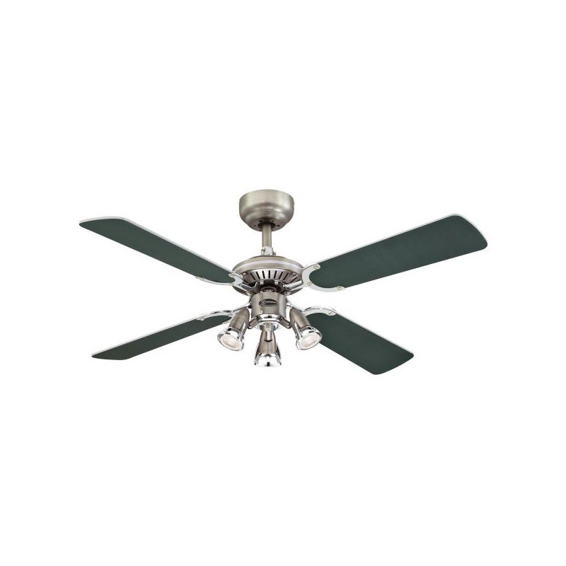 Latrobe 105cm Ceiling Fan with Light Kit, Chrome with Silver/Graphite Blades