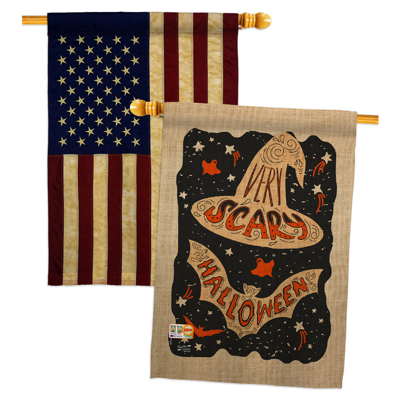 Drapeau de maison très effrayant à 2 côtés en polyester 40 x 28 po Halloween