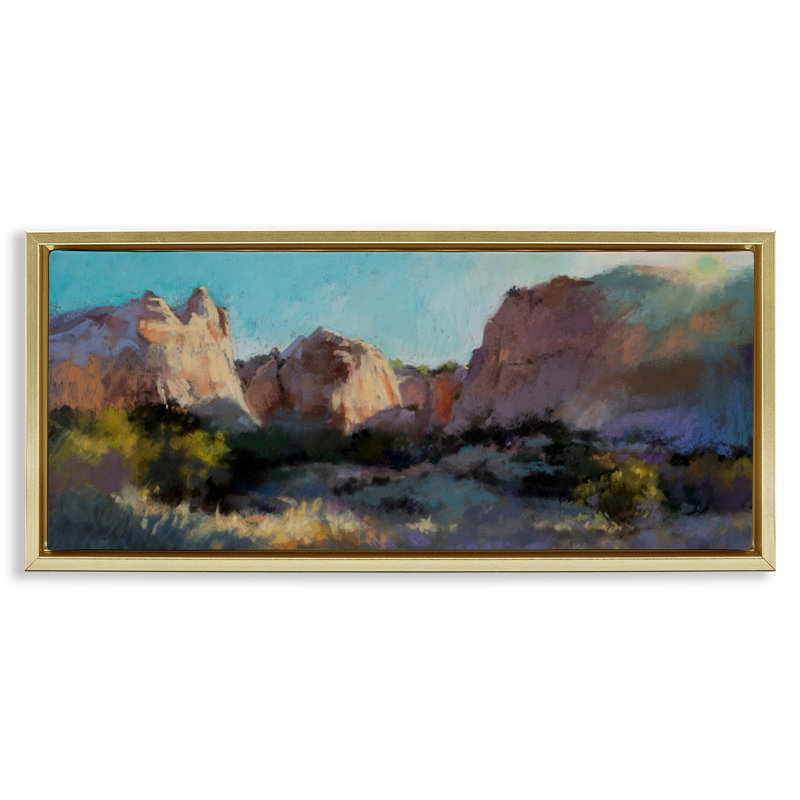  Art mural sur toile flottant, "Desert Cliff Valley" par Christine Debrosky, H 14 po x l 31 po