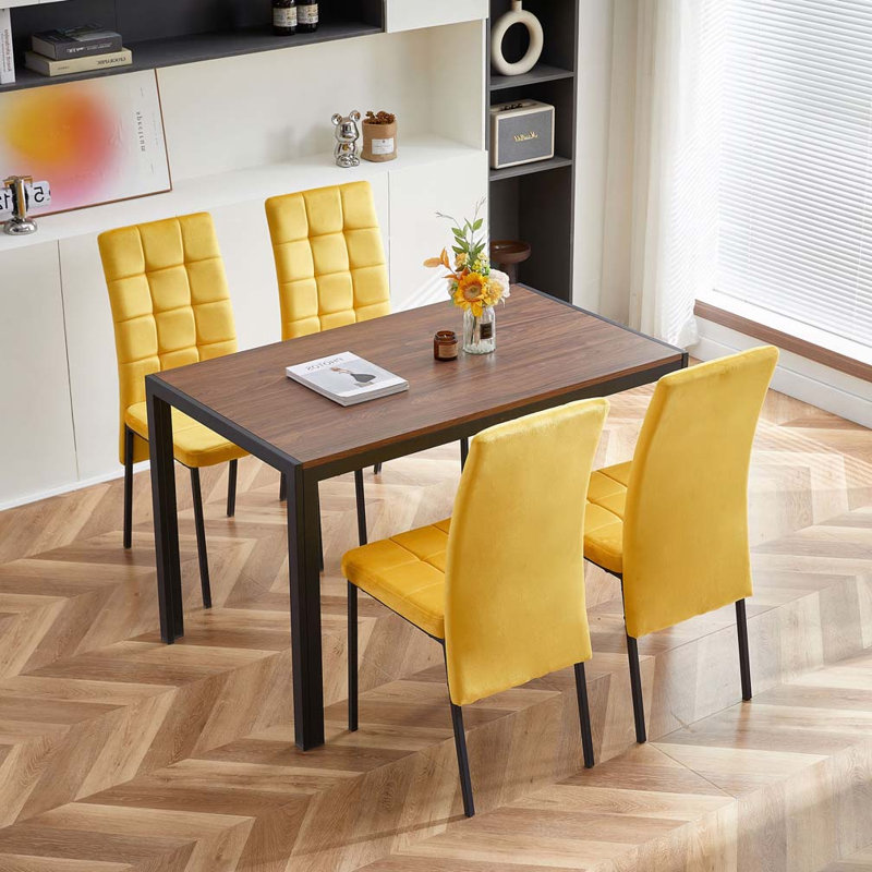 Chaise en velours Nordic, Jaune