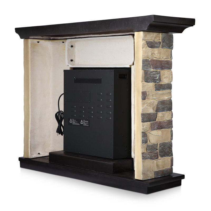 Aralene 50.6''W Faux Stone Fireplace with TV Stand Heater,7 Flame Brightness Settings,Remote Control