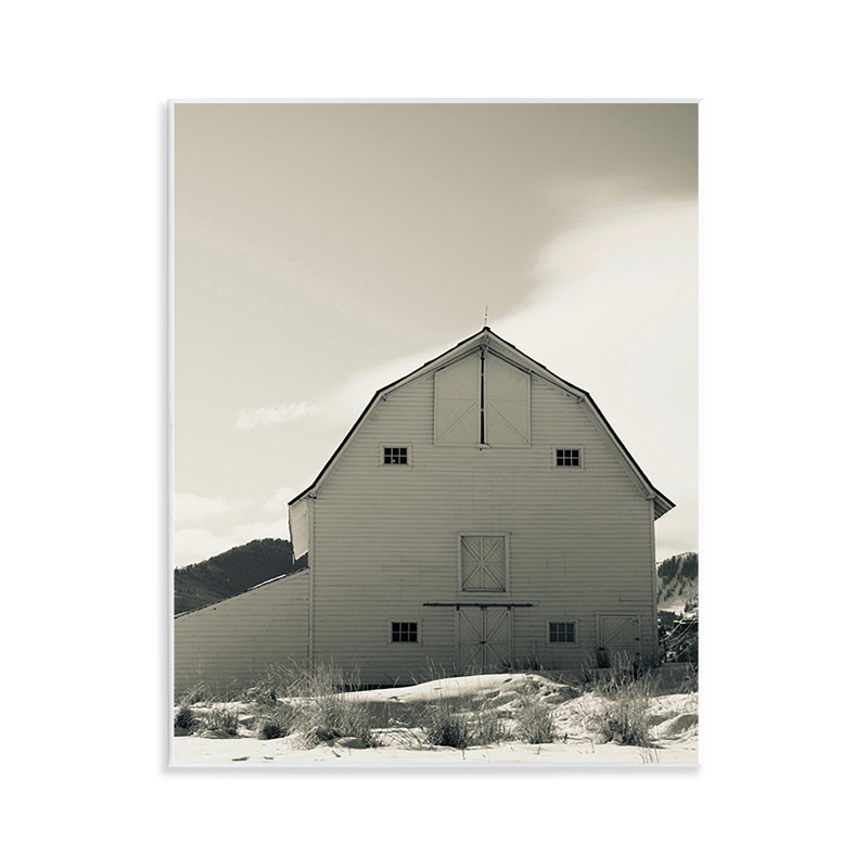 Monochromatic Winter Barn Wall Plaque Art by Ashley Singleton
