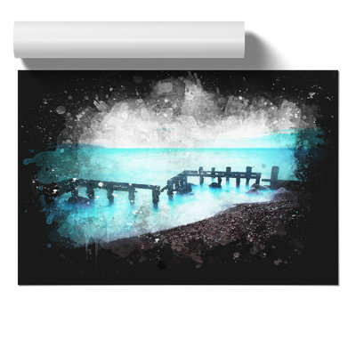 Keyhaven Beach in Hampshire Paint Splash - Frameless Print