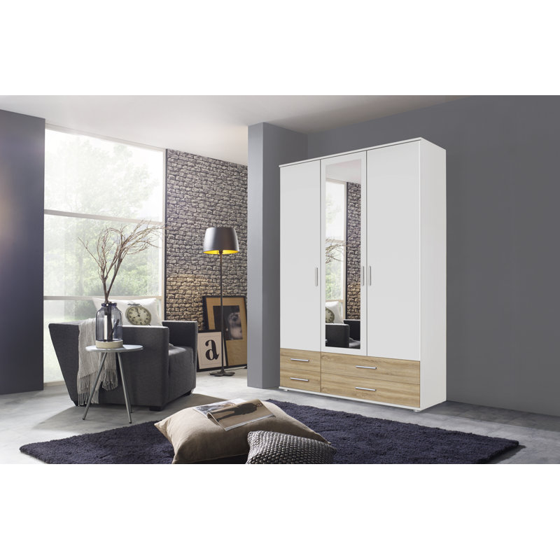 Laffitte 3 Door Wardrobe, Alpine White/Sonoma Oak