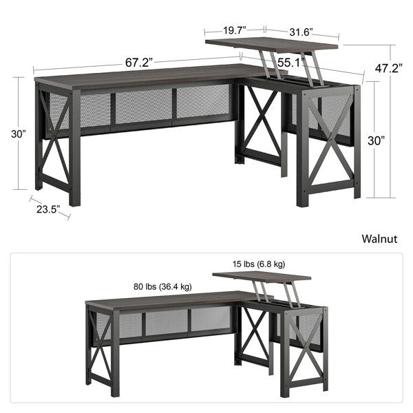 District Reversible Height-Adjustable L-Shaped Desk by NBF Signature Series