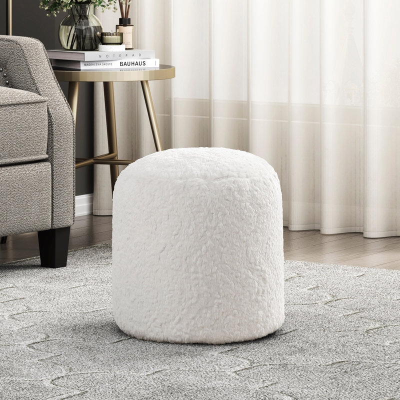Cylindrical Pouf Jacquard Upholstery Modern Ottoman, Footstool, Non-Slip Floor Pouf, Bean Bag Chair, 1Pc Sitting Pouf