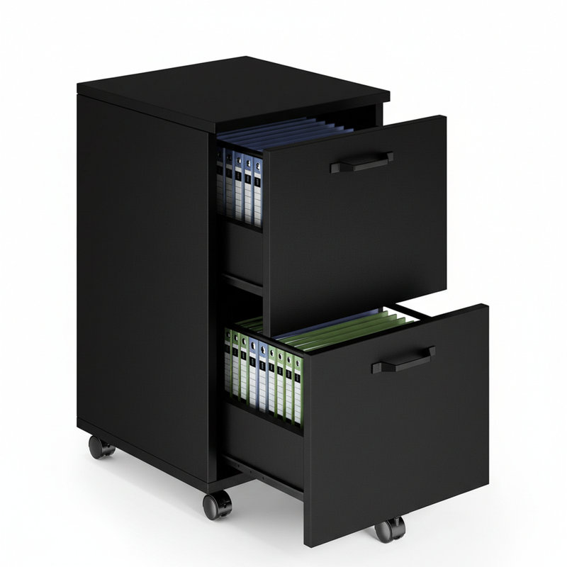 2-Drawer File Cabinet, Small Rolling Filing Cabinet, Printer Stand for Home Office, for A4 Documents, Black