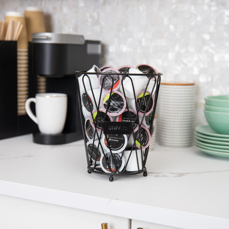 Matte Black Steel Coffee Pod Storage Basket