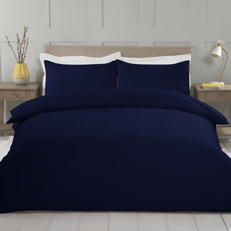 Microfiber No Pattern Duvet Cover Set with Pillowcases Included, Single Duvet Cover Set + 3 Additional Pieces, Navy