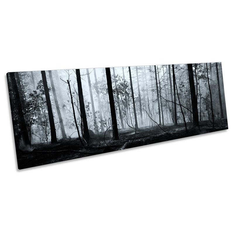Dark Forest Misty Landscape Trees - Wrapped Canvas Panoramic Print, 60.96cm H x 182.88cm W x 4cm D