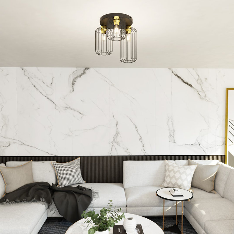 Aideth Flush Mount, Matte Black/Gold