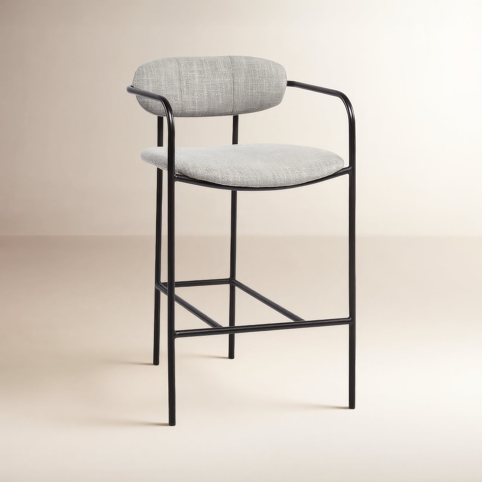 Belarus Fabric Seat Stool, Gun Metal Gray, Extra Tall (35.83” Seat Height), Gray