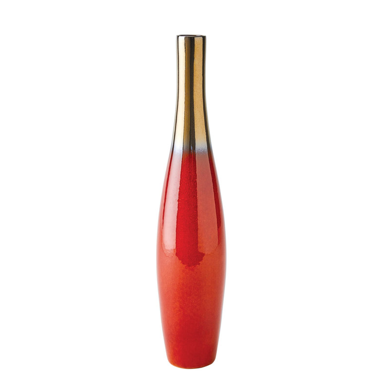 Boliche Vase-Dark -Short, Overall Height-  18.50", Red