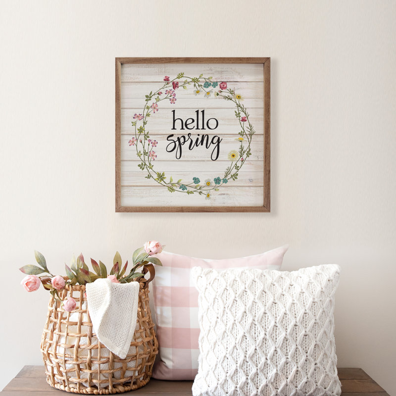 Couronne de printemps Hello Whitewash, H 8 po x l 8 po