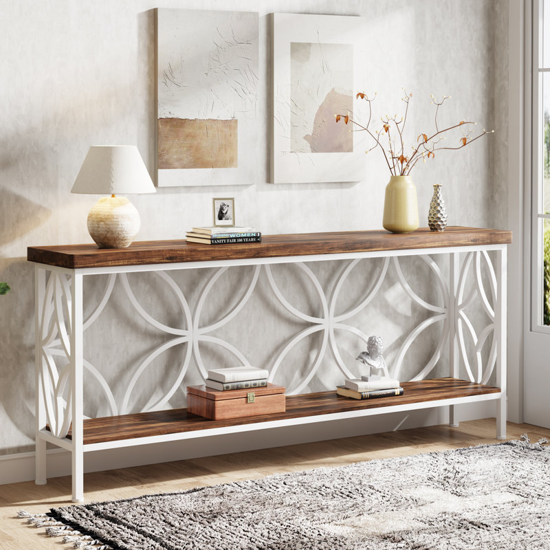 Laquaysha 70.86'' Console Table, White/Vintage Brown