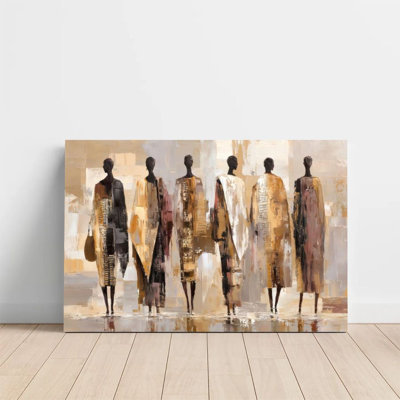 1Pc Framed Canvas Poster Print African Women, Traditional Robes, Abstract Expressionism Wall Art Wall Pediments, Wall Decor, Perfect for Room Decor Li
