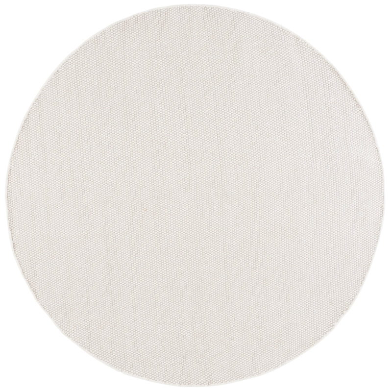 Tosia Hand Woven Wool/Cotton Solid Color Rug in Ivory, Round 7'
