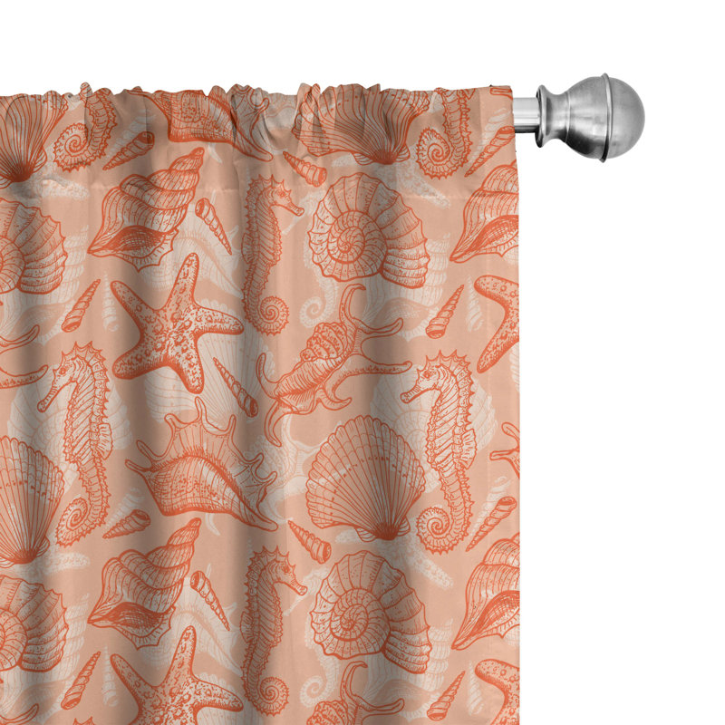 Shells Semi-Sheer Rod Pocket Curtain Panels, 28" x 95"
