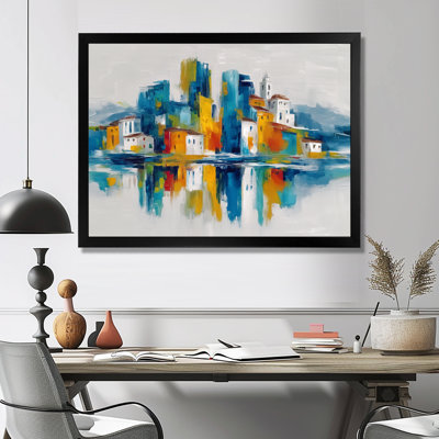 Urban City Liquid Ink Landscape - New York City Canvas Print, Yellow Cityscape Wall Art