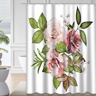 Watercolor Branch Leaves Flowers Botanical Pink Burgundy with 12 Hooks