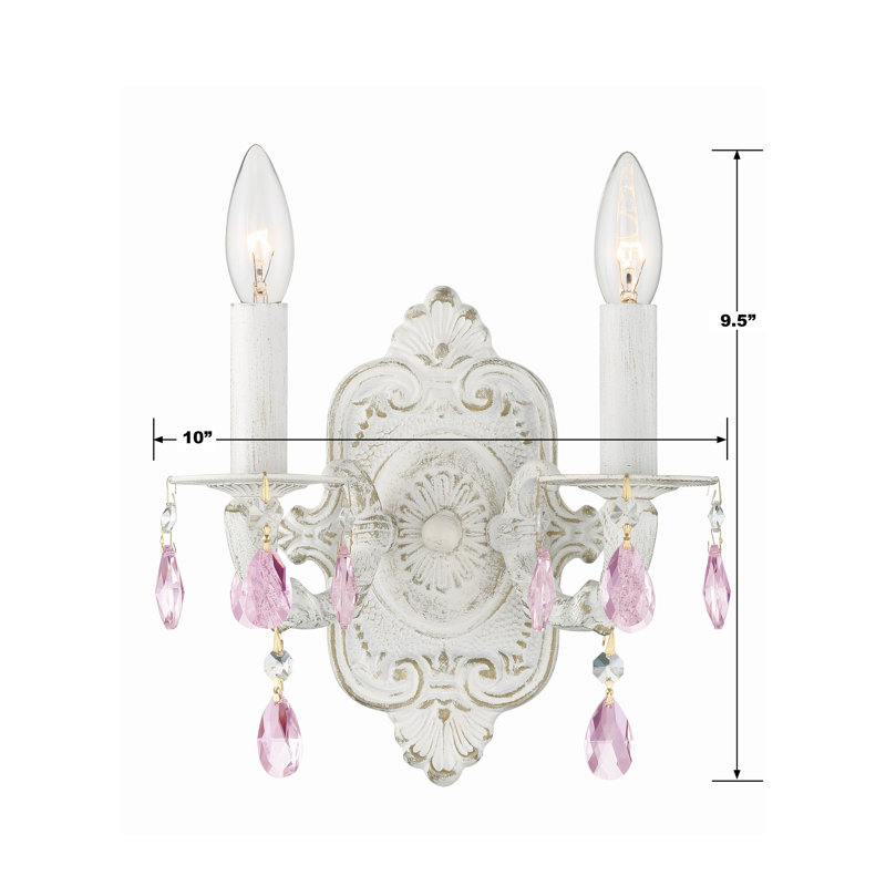 Applique murale 2 lumières Abagail, Rose, Blanc antique