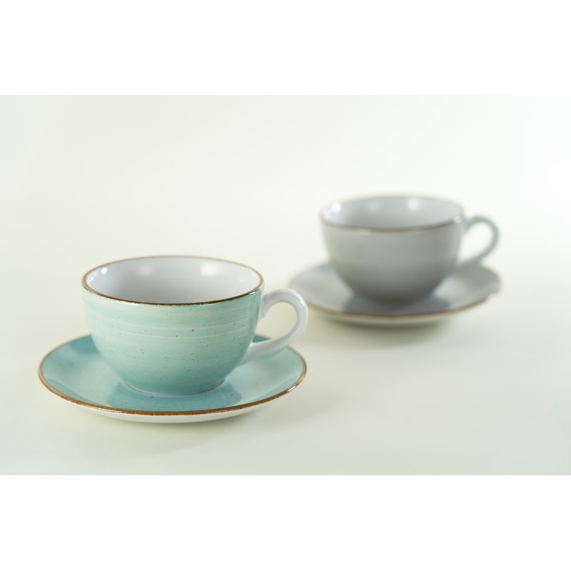 Vintage Nature Porcelain Cappuccino Cup, White/Turquoise/Blue