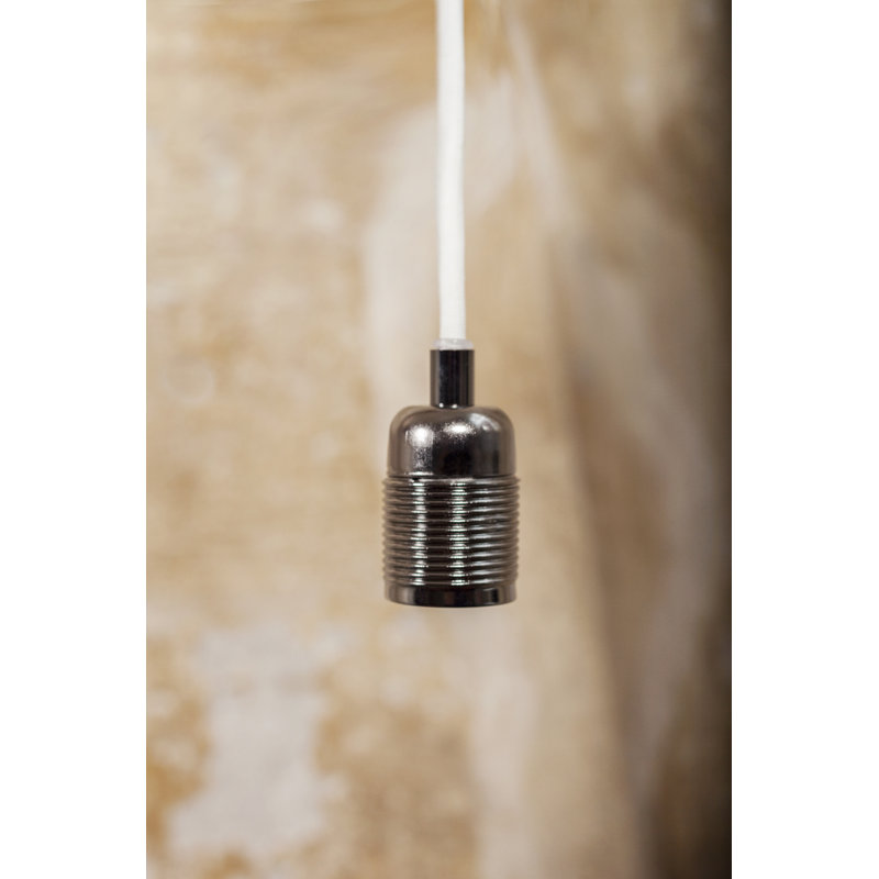 Luminaire suspendu E27 noir / câble blanc, Chrome noir / noir