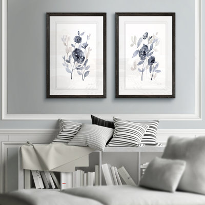 Peonies in Gray - 2 Piece Picture Frame Painting Print Set