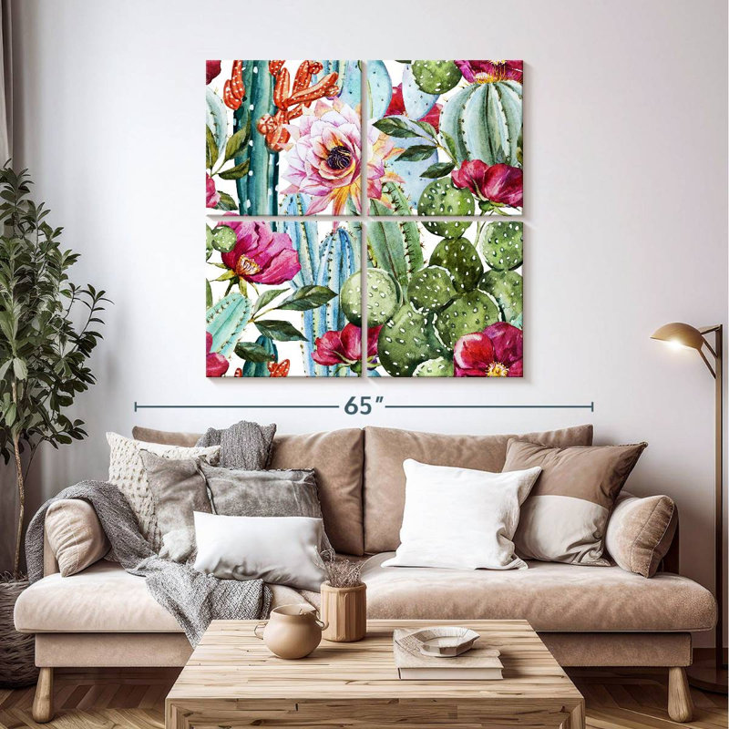 Fleurs de cactus colorées Harnek, H 45 po x l 45 po