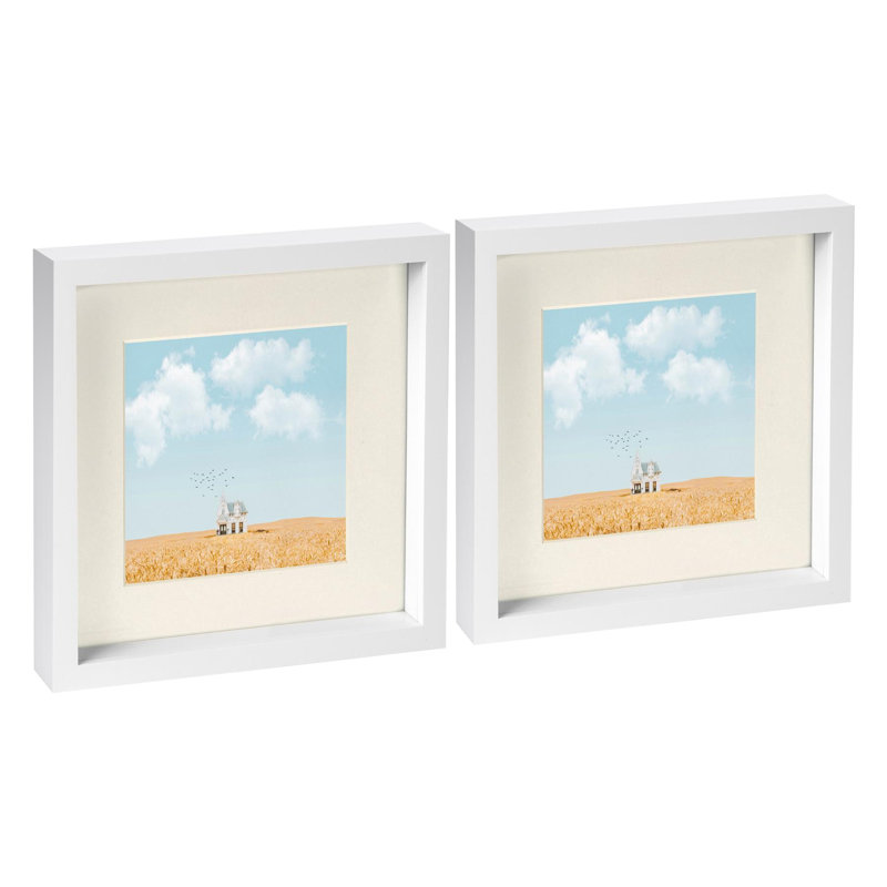 Nicola Spring - 10" x 10" White 3D Box Photo Frames, Ivory, 6" x 6"