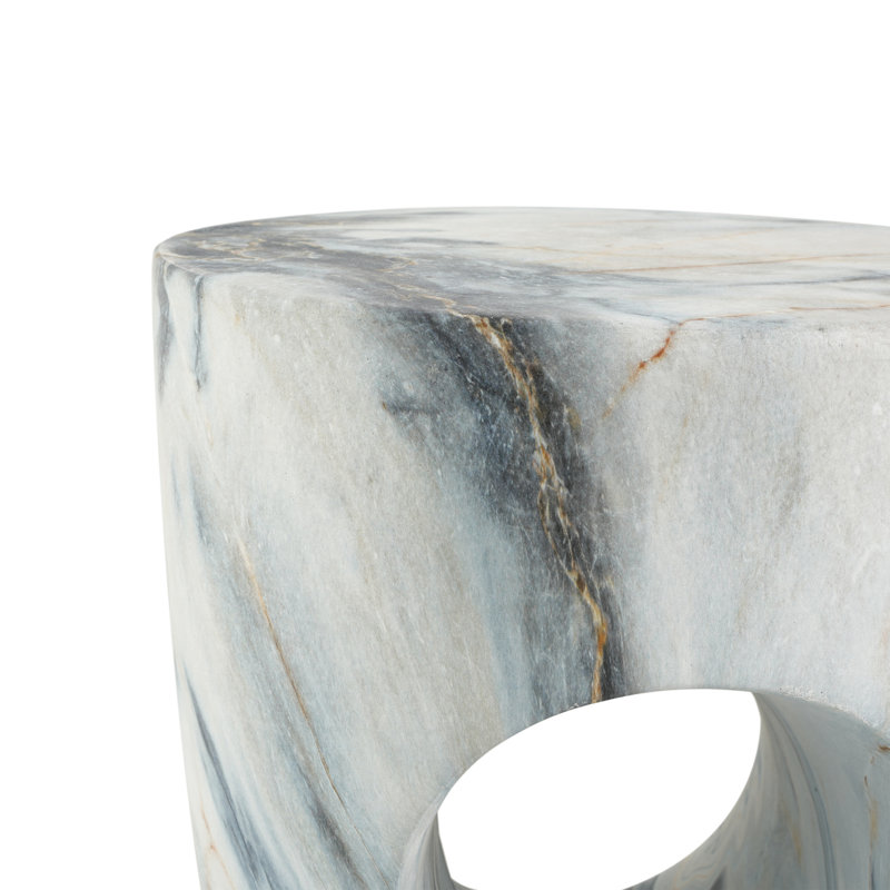 Tables d'appoint modernes en faux marbre, table d'appoint ronde de 38 cm (14,96 pouces) en oxyde de magnésium (MgO) pour terrasse.