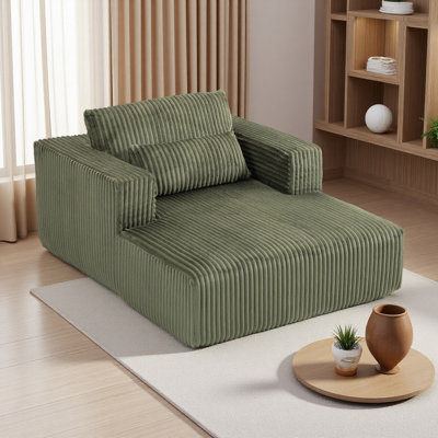 Canapé-lit compressé 1 place 62,6 po x 48,23 po avec 2 coussins lombaires, tissu velours côtelé doux pour la peau