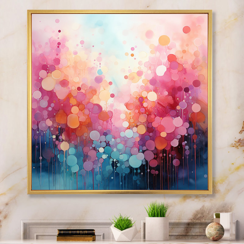 Cotton Candy III - Abstract Landscape Canvas Prints, Encadrement doré, H 30 po x l 30 po x P 1 po