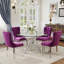 Ensemble de salle à manger à piédestal rond 5 pièces avec chaise capitonnée en velours pour salle à manger et salon-1248467046-1248467042-1248467099