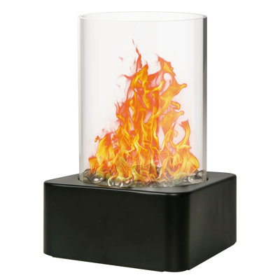 Tabletop Fire Pit Set - Indoor Outdoor Mini Fireplace with Heat-Resistant Glass, Roasting Tools, Fireproof Mat, Stones - Portable Flame for Home and S'mores