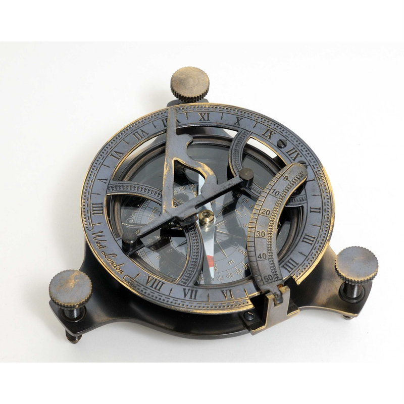 Sculpture compass sundial Stalham, H 3,25 po x l 3,25 po x P 3,25 po, Brillant