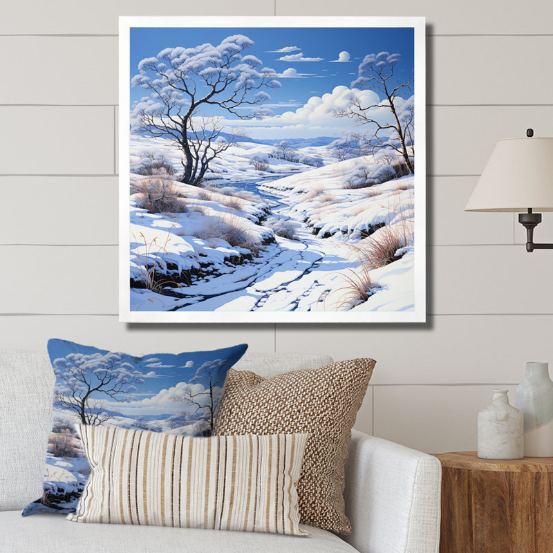 Snow Winters Solitude IX - Landscapes Wall Art Living Room, Cadre simple blanc, H 16 po x l 16 po x P 1 po