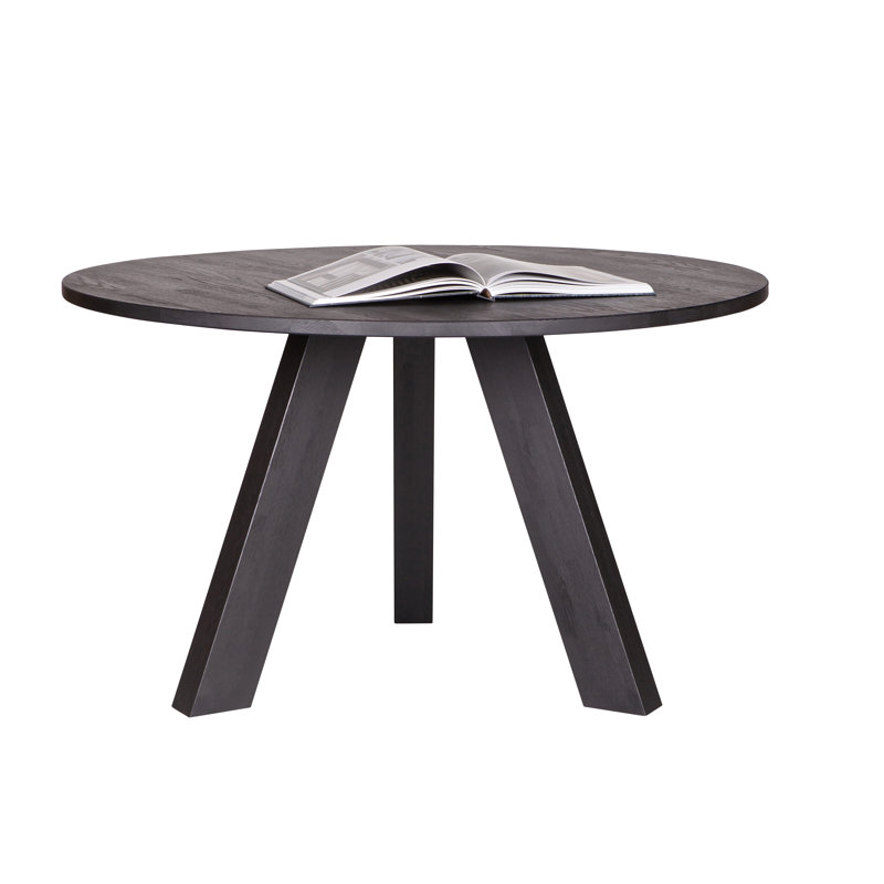 Wayland Oak Solid Wood Base Dining Table, Blacknight
