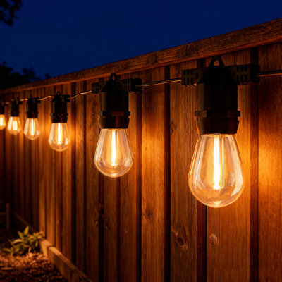 Plug-in LED Globe String Lights 48FT 16 Edison Bulbs Outdoor Waterproof Light for Christmas Decor(End to End Connectable)