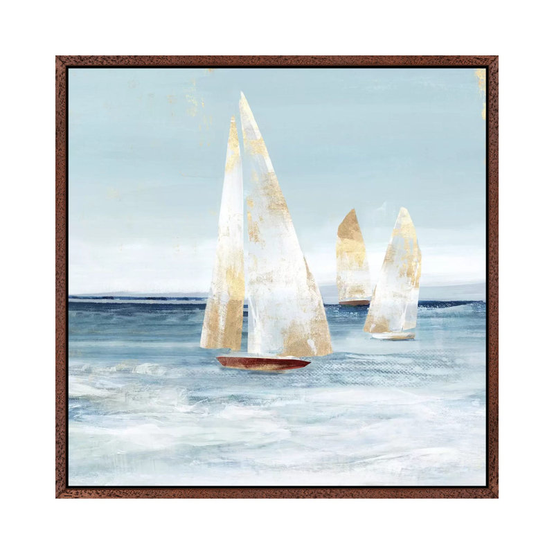 Mainsail II by Isabelle Z - Painting on Canvas, 93.98 cm H x 93.98 cm W, Classic Brown Wood Framed