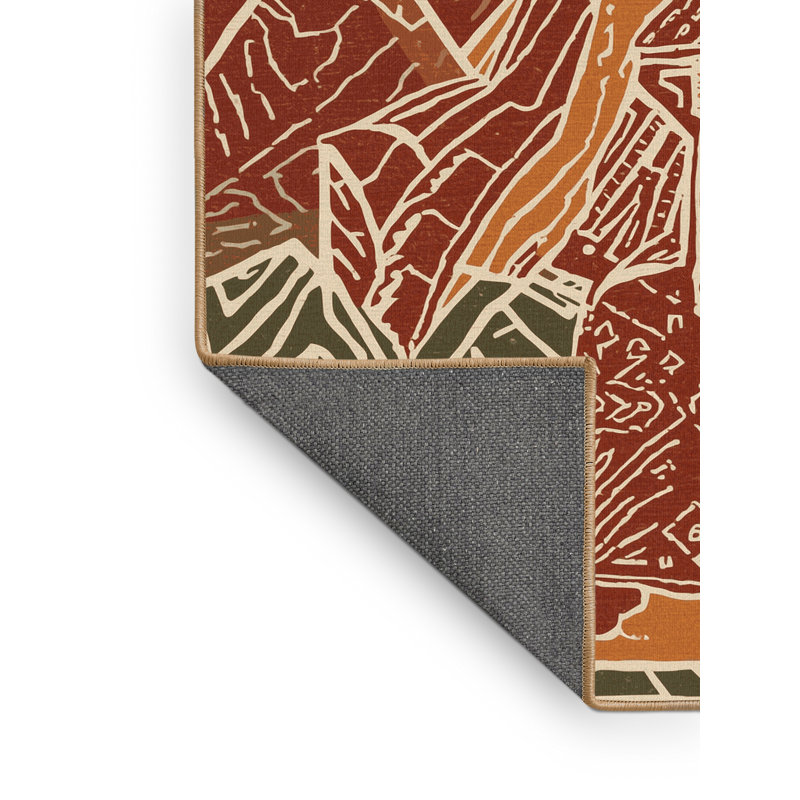 Soft Plush Vega Shaman Global Inspired Block Print Area Rug in Brown – LightBrown Binding, 2x4