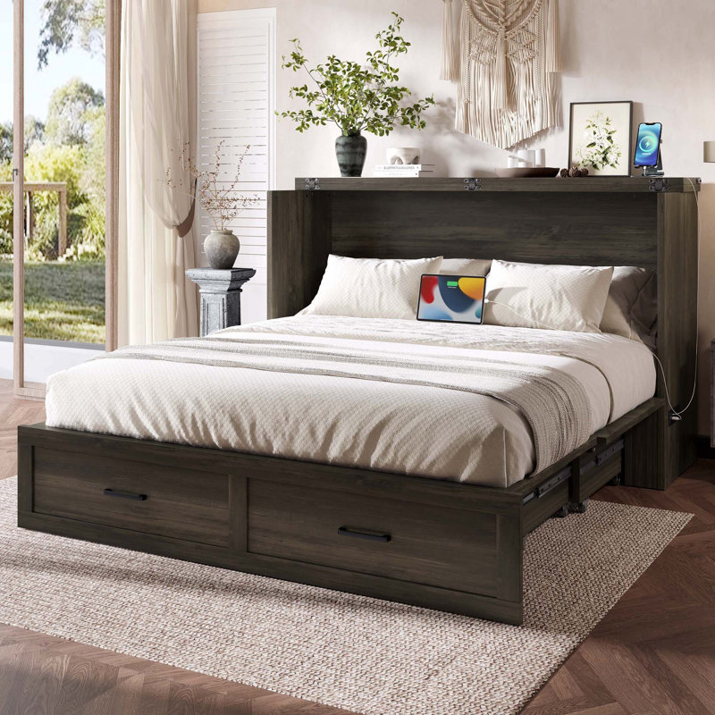 Armoire murale avec station de charge Murphy, gris, Grand