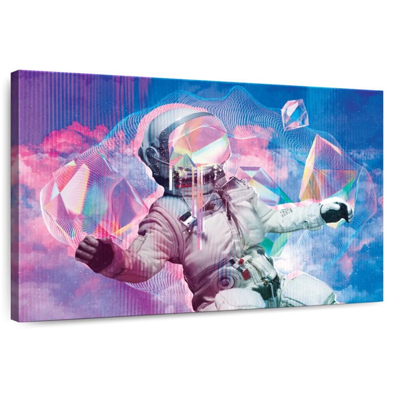 Retro Floating Astronaut, 26" H x 39" W