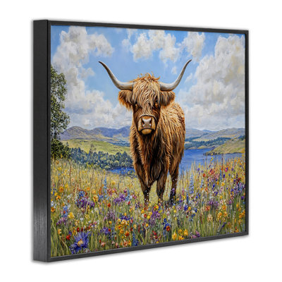 Highland Cattle in Summer Meadow Giclee Art, design by Franklyn Gregory