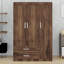 Bedroom Three Door Closet Wardrobe Built with  Drawers and 2  Hanging Rods-131254966