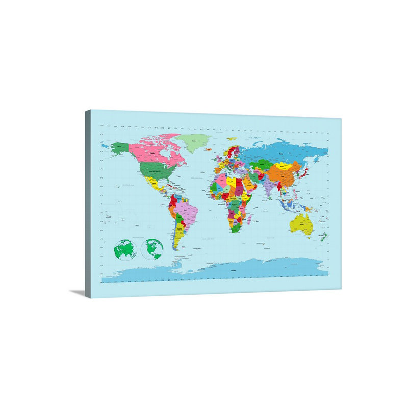 Francy " Traditional World Map " by Michael Tompsett, 24" H x 36" W x 1.5" D, Canvas