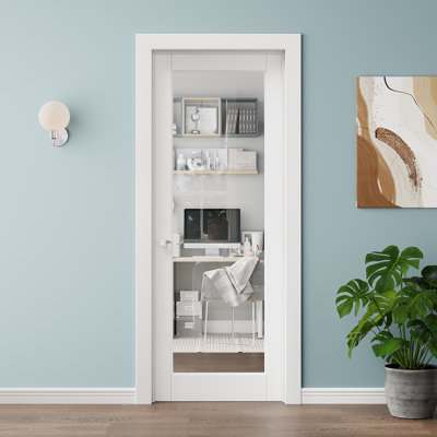 30 x 80 Slab Door, Clear Glass Door Slab,Full Glass with Solid Panel, Primed, Pantry Door, Bedroom door, Room Door, Closet Door
