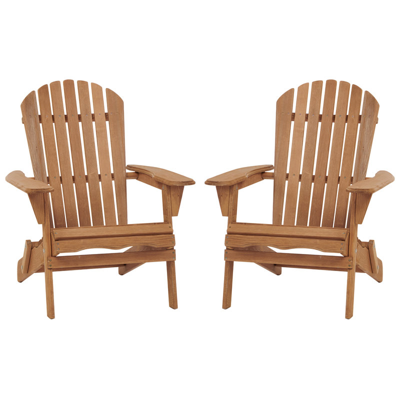 Ensemble de 2 chaises pliantes en bois pour l'extérieur Adirondack avec dossier pré-assemblé, chaise de patio en bois pour patio